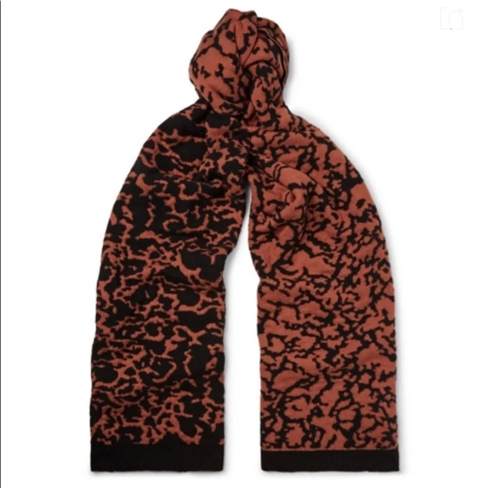 Men Cmmn Swd mustard yellow/black Cotton, Merino Wool and Cashmere-Scarf.